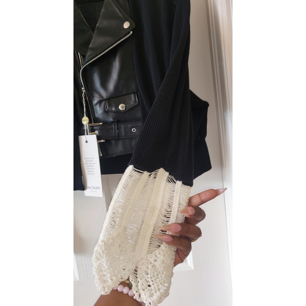 Lane Crawford Toga Crochet Cuff Cardigan Leather J - Picture 4 of 14